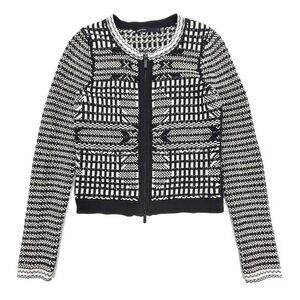 KAREN MILLEN Statement Vintage Quilt Textured Knit Cardigan Jacket Minimal Small